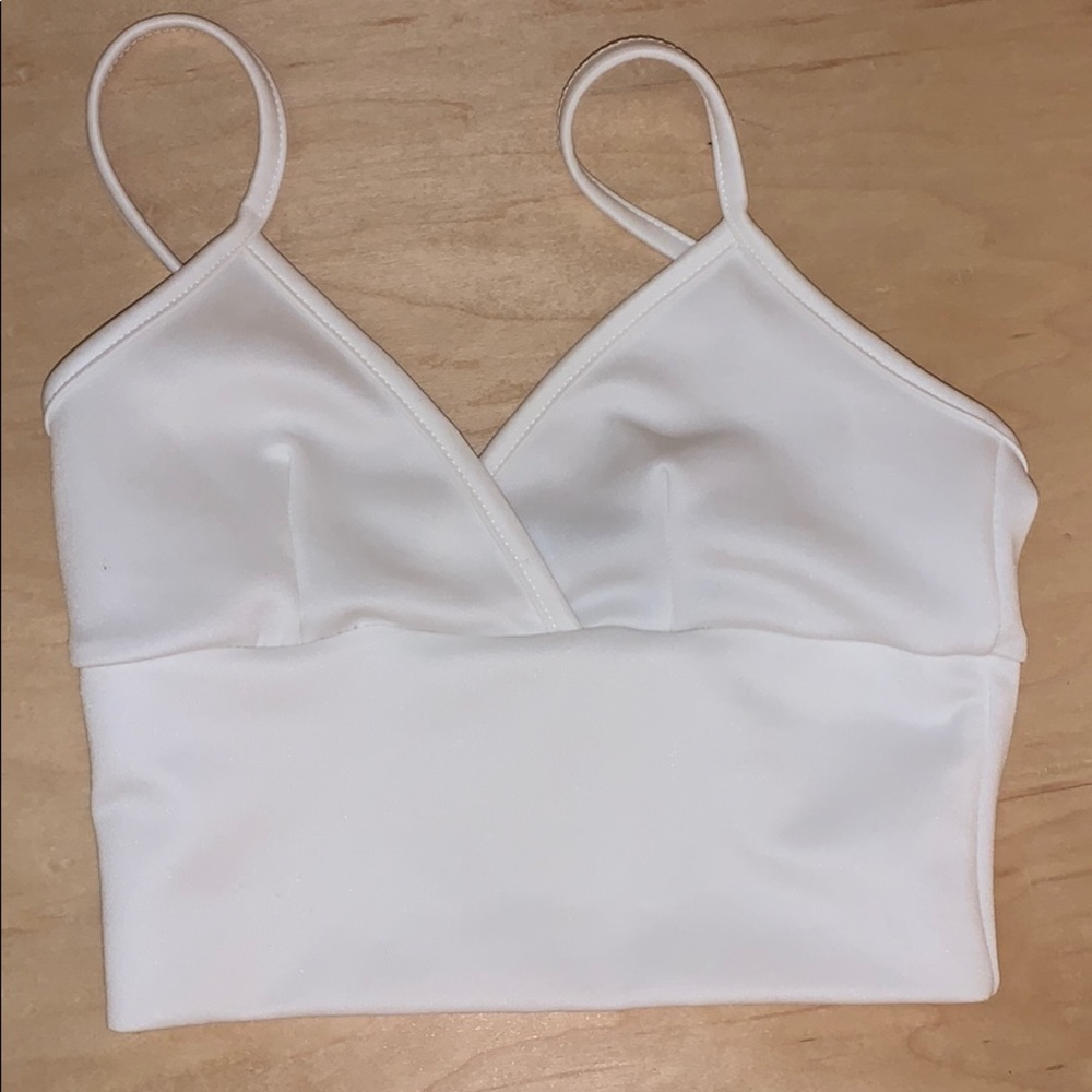 Bright white scuba crop top party